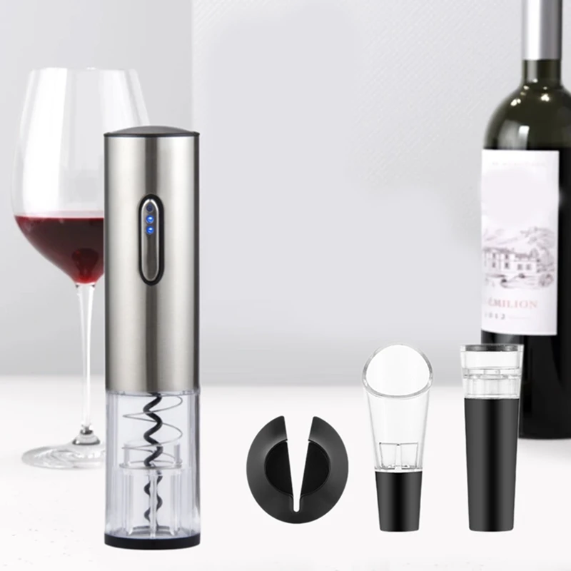 

Electric Wine Opener Wine Opener Set With Foil Cutter Vacuum Stopper And Wine Pourer