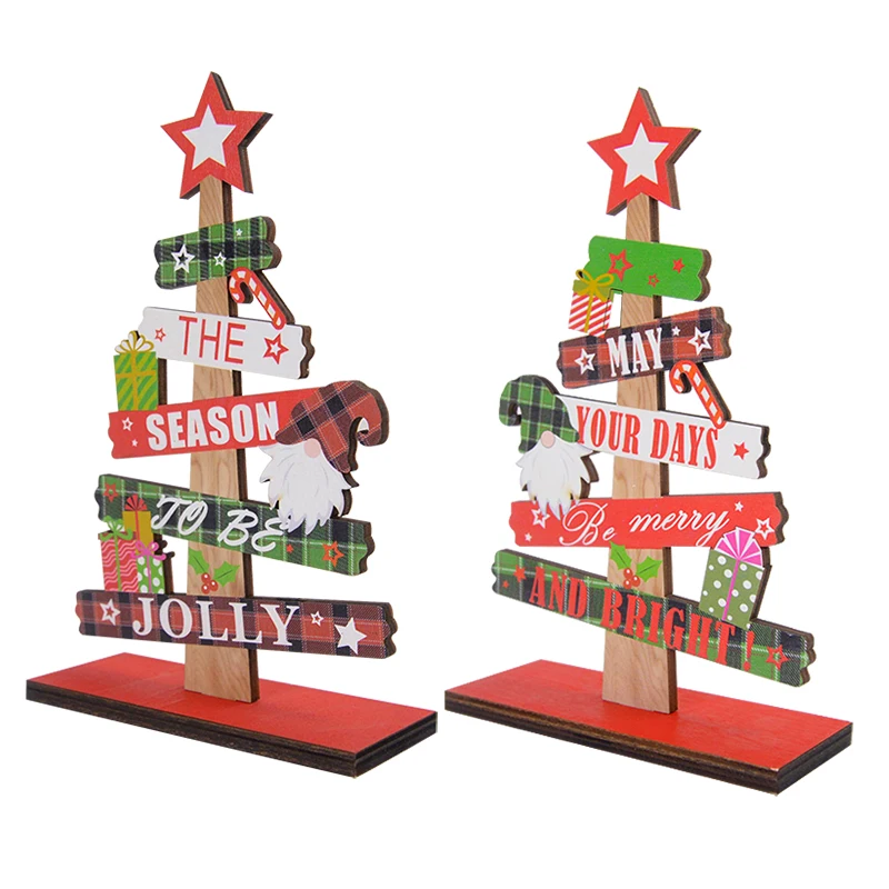 

1pc Wooden Christmas Desktop Decoration DIY Wood Craft Xmas Table Ornaments Christmas Party Decor For Home Navidad Noel New Year