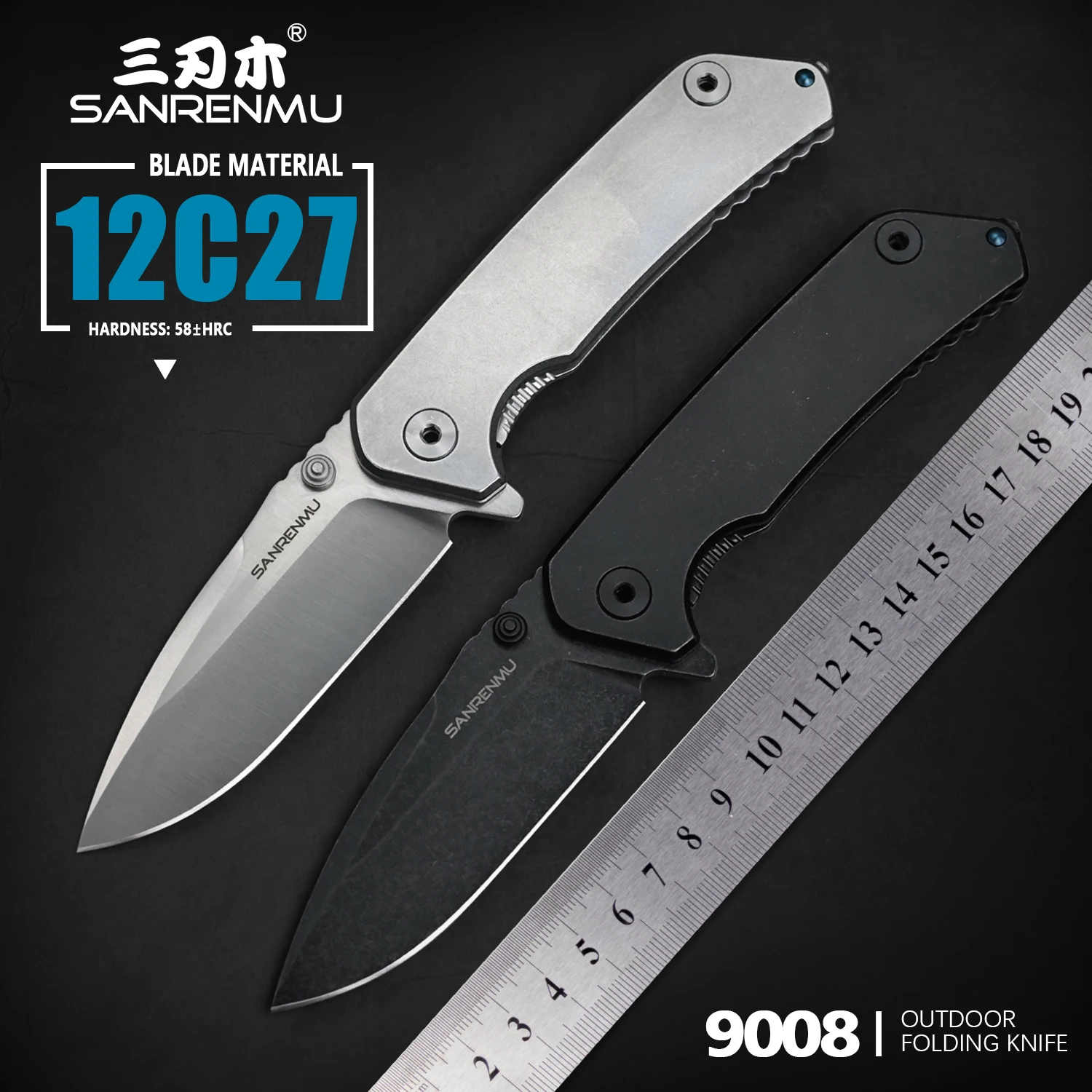 

SANRENMU 9008 Ball Bearing 12C27 Blade SRM Outdoor Folding Knife Camping Hunting Wilderness Survival Rescue Edc Tool knives