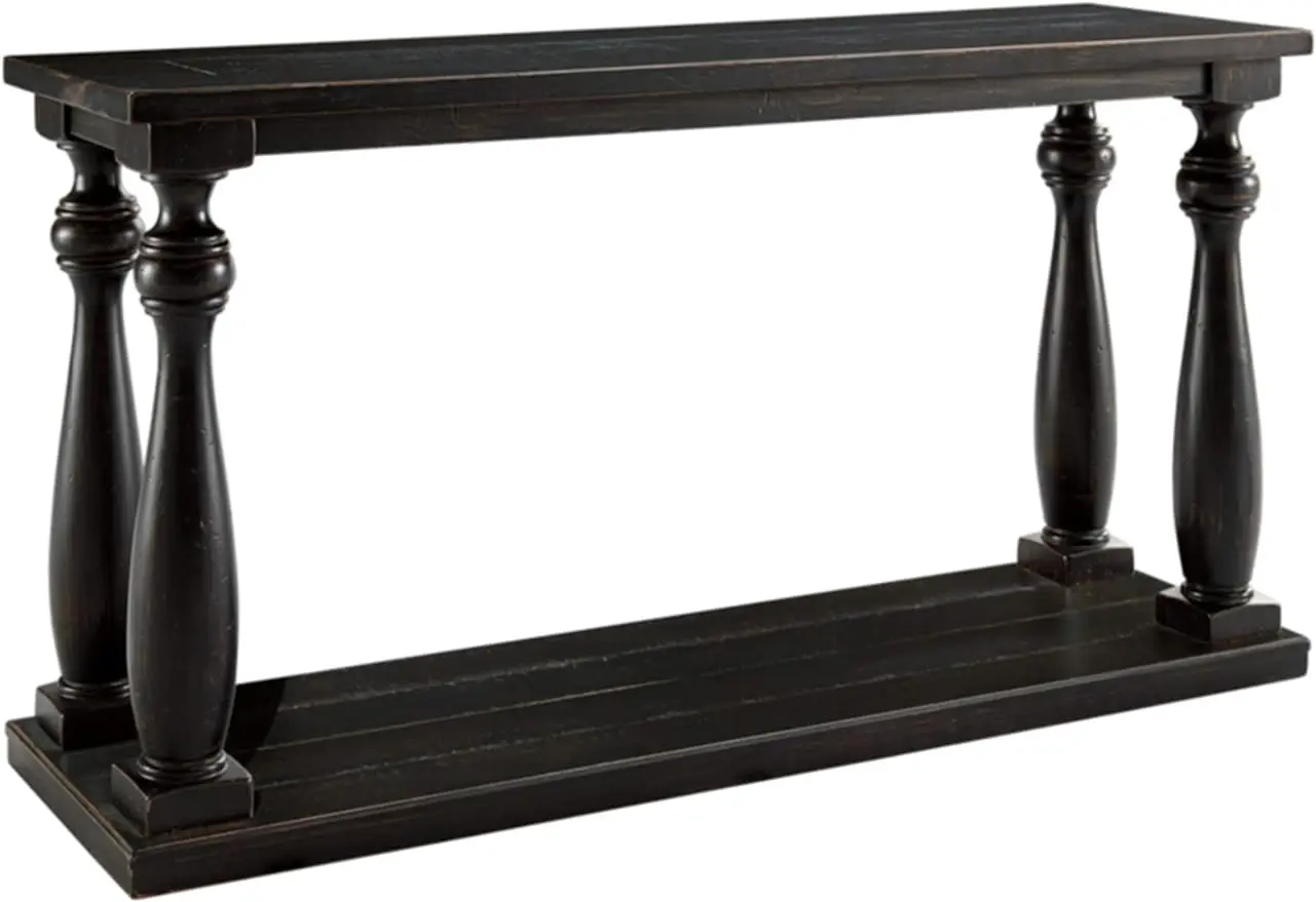 

Signature Design by Ashley Mallacar Rustic Cottage Rectangular Sofa Table with Floor Shelf, Black