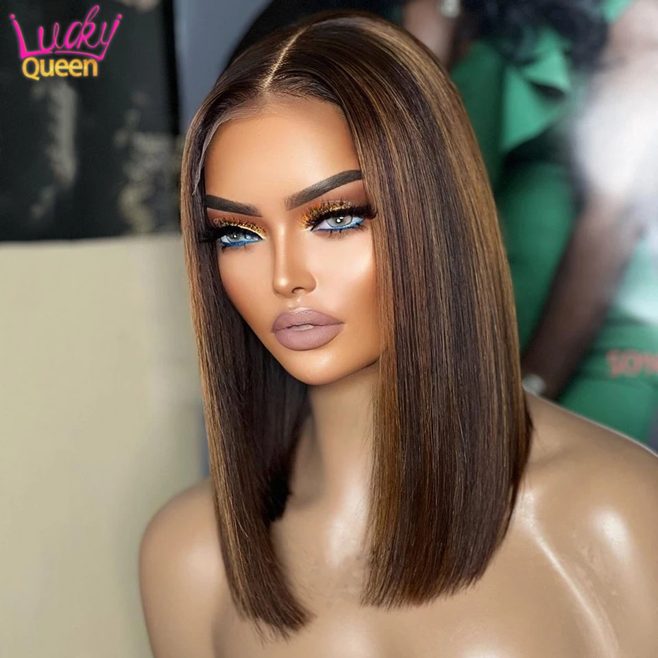 180 Ddensity Highlight Brown Straight Bob Human Hair Wig 13x4 Lace Frontal Human Hair Wigs P1B/30 Bob Hair Wigs For Woman
180 Ddensity Highlight Brown Straight Bob Human Hair Wig 13x4 Lace Frontal Human Hair Wigs P1B/30 Bob Hair Wigs For Woman