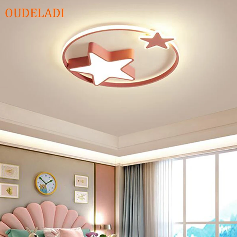 

Simple and cute children's room bedroom lamp boy girl room ceiling lamp cartoon star lamps LED Living room Luminaires