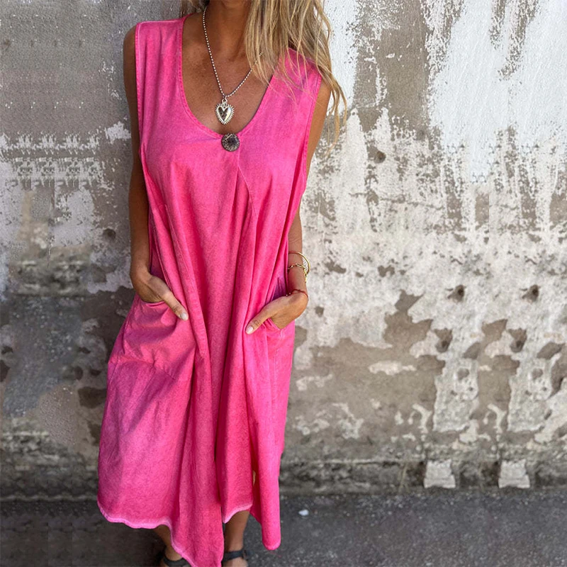 Vestidos Female Solid Color Boho Long Dress 2024 Spring U Neck Women Party Dress Summer Sleeveless Pocket Tank Beach Dress Mujer
Vestidos Female Solid Color Boho Long Dress 2024 Spring U Neck Women Party Dress Summer Sleeveless Pocket Tank Beach Dress Mujer