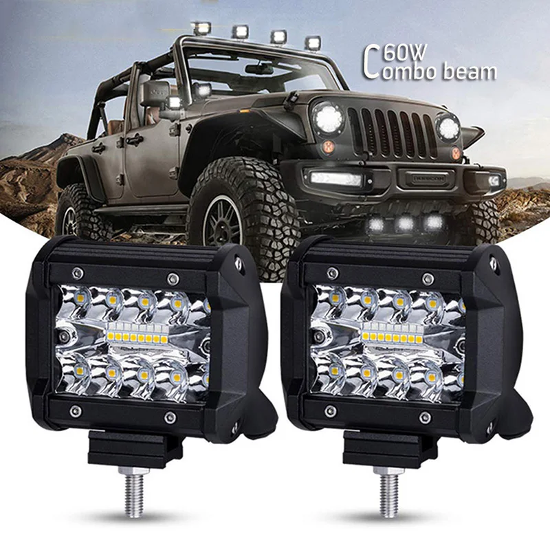 LED Work Light 4 inch Bar 60W Bulb Spot Flood Lights 12V 24V for Trucks Fog Lamp Motorcycle Offroad Town Car ATV Boat SUV
LED Work Light 4 inch Bar 60W Bulb Spot Flood Lights 12V 24V for Trucks Fog Lamp Motorcycle Offroad Town Car ATV Boat SUV