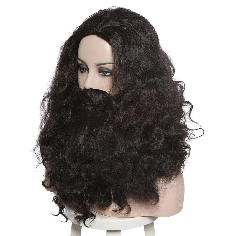 HP Rubeus Hagrid Cosplay Wig Curly Wavy Bla Long Synthetic Hair With Beard Whiskers Halloween Free Wig Cap
HP Rubeus Hagrid Cosplay Wig Curly Wavy Bla Long Synthetic Hair With Beard Whiskers Halloween Free Wig Cap
