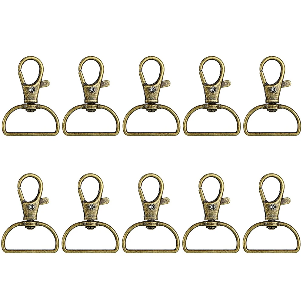 

10Pcs Swivel Clasps with D Rings Lanyard Snap Hooks Keychain Clip Hook Metal Lobster Claw Clasps for Key Rings Crafting Sewing