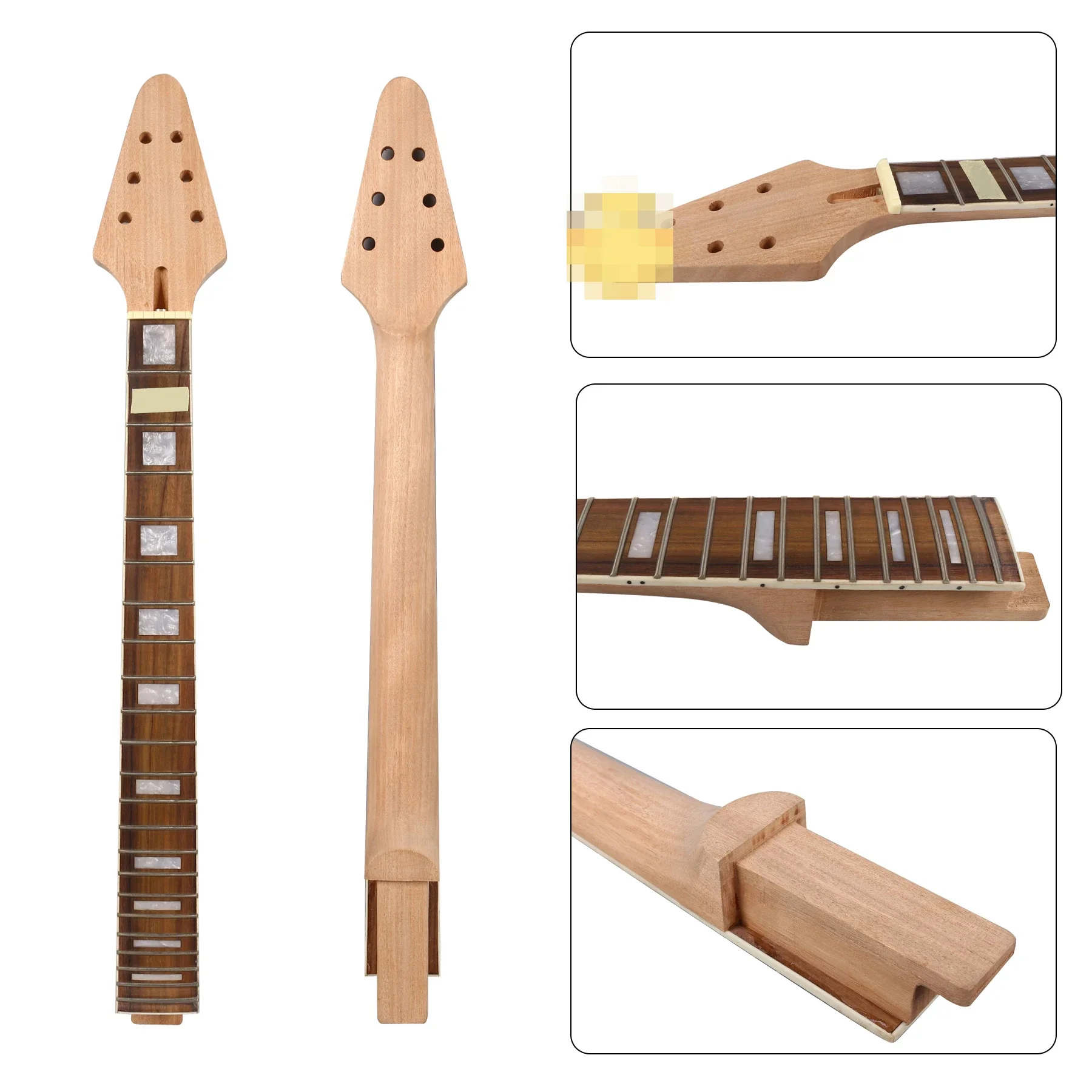 Yinfente New Electric Guitar Neck 22 Fret 24.75 Inch V Shape Headstock Rosewood Fretboard Guitar Parts Replacement Set in Heel
Yinfente New Electric Guitar Neck 22 Fret 24.75 Inch V Shape Headstock Rosewood Fretboard Guitar Parts Replacement Set in Heel