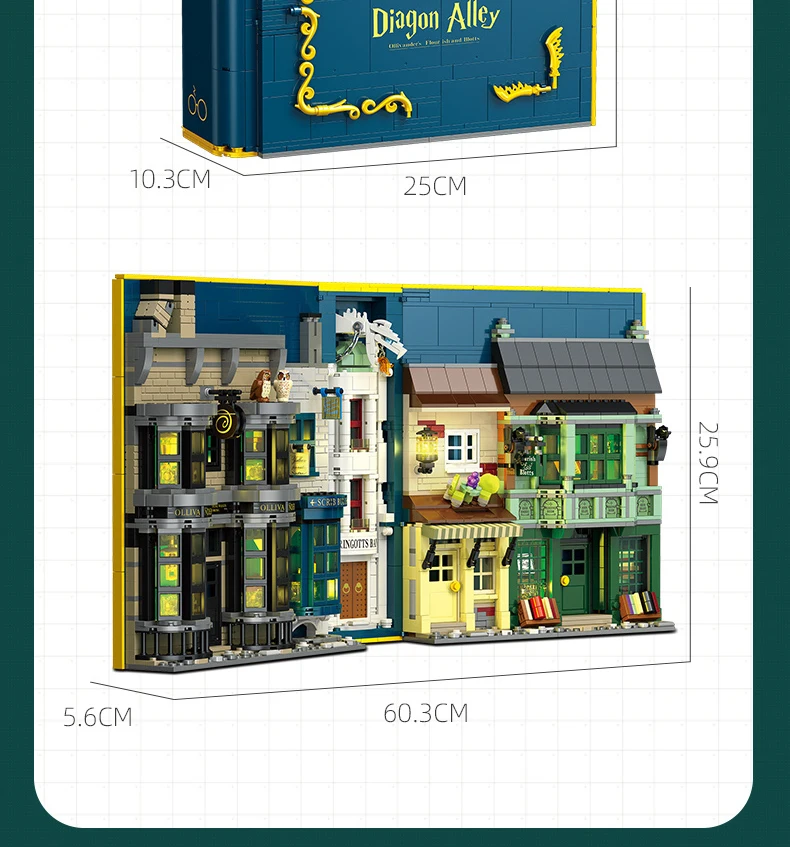 1976PCS Diagon Alley Book Building Blocks Classic Movie Scene Magic Bookstore Model Bricks Desktop Decoration Kids DIY Toys Gift 1976PCS Diagon Alley Book Building Blocks Classic Movie Scene Magic Bookstore Model Bricks Desktop Decoration Kids DIY Toys Gift