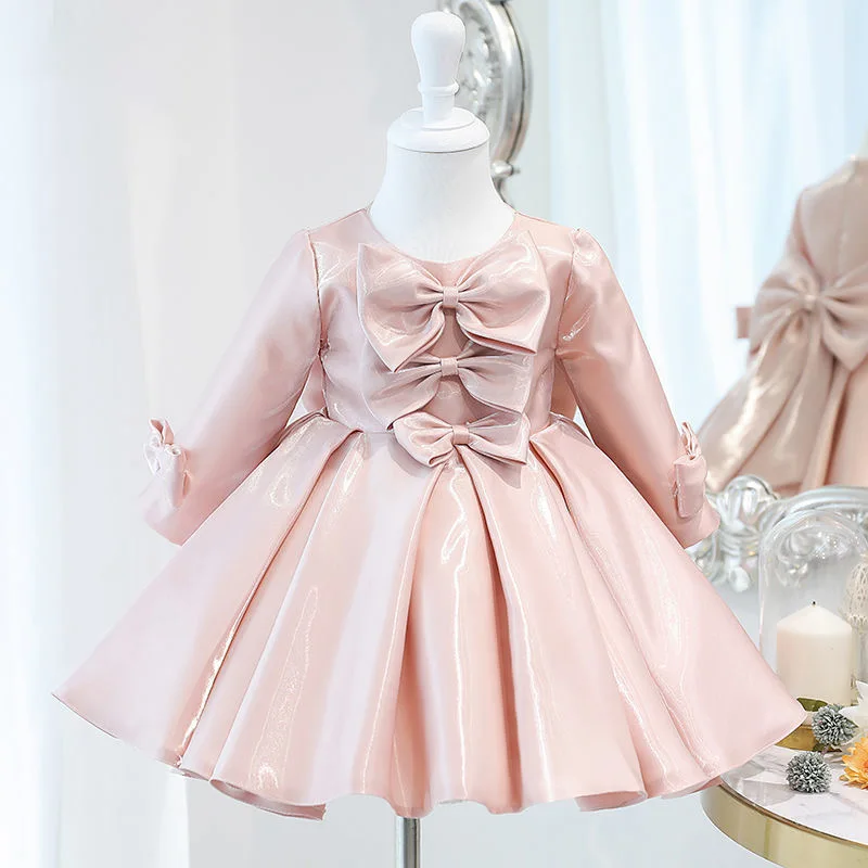 Satin Baby Girl Dresses Party Wedding Newborn Long Sleeve Dresses With Big Bow Infant Girl Birthday Princess Communion Vestido
Satin Baby Girl Dresses Party Wedding Newborn Long Sleeve Dresses With Big Bow Infant Girl Birthday Princess Communion Vestido
