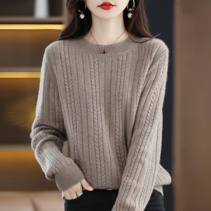 Cashmere sweater women's O-neck knitted wool sweater 100% pure wool knitted pullover loose solid color autumn and winter sweater
Cashmere sweater women's O-neck knitted wool sweater 100% pure wool knitted pullover loose solid color autumn and winter sweater