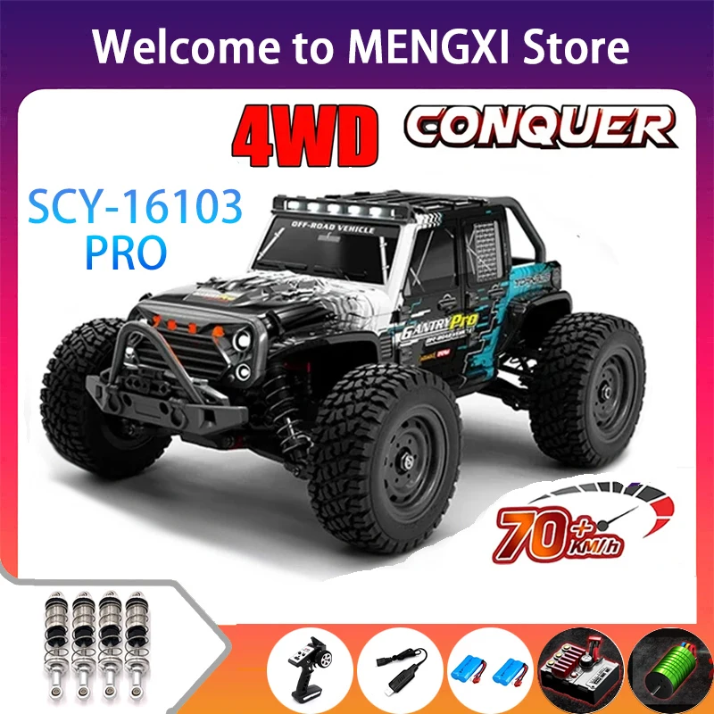 

Rc Cars 16103Pro 50km/h Or 70km/h With LED 1/16 Brushless Moter 4WD Off Road 4x4 High Speed Drift Monster Truck Kids Toys Gift