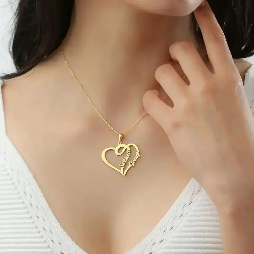 Custom Plated Heart Couple Name Necklace Personalized Text Pendant Gold Chain Custom Valentine's Day Gift for Her
Custom Plated Heart Couple Name Necklace Personalized Text Pendant Gold Chain Custom Valentine's Day Gift for Her