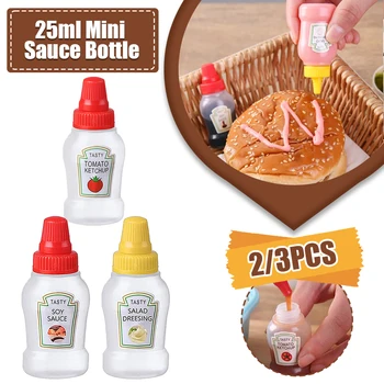 미니 소스 병 리필 가능 케첩 꿀 토마토 샐러드 용기 병, 휴대용 소스 병, 보관 드레싱 디스펜서, 25ml 상품 이미지