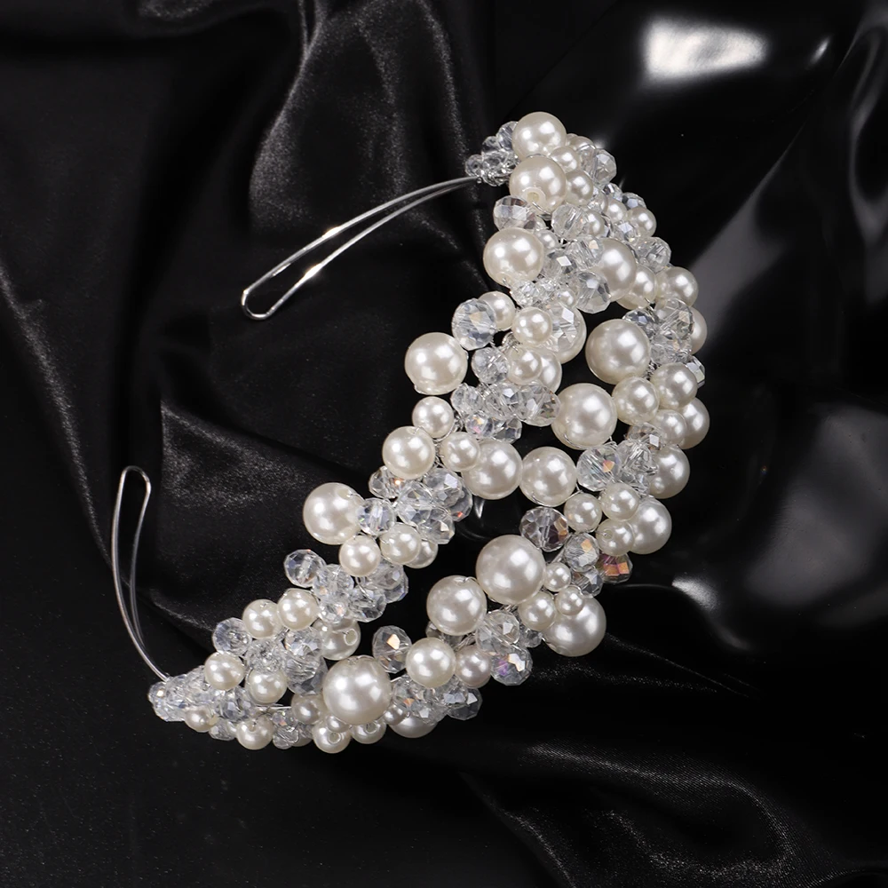 Luxury Elegant Pearl Crystal Crown Headpieces Bridal Headband Wedding Hair Jewelry Accessories Handmade Party Headdress Tiaras 11 Sb2f0e20ebd8a488b8cbc367e3dfac2f9k