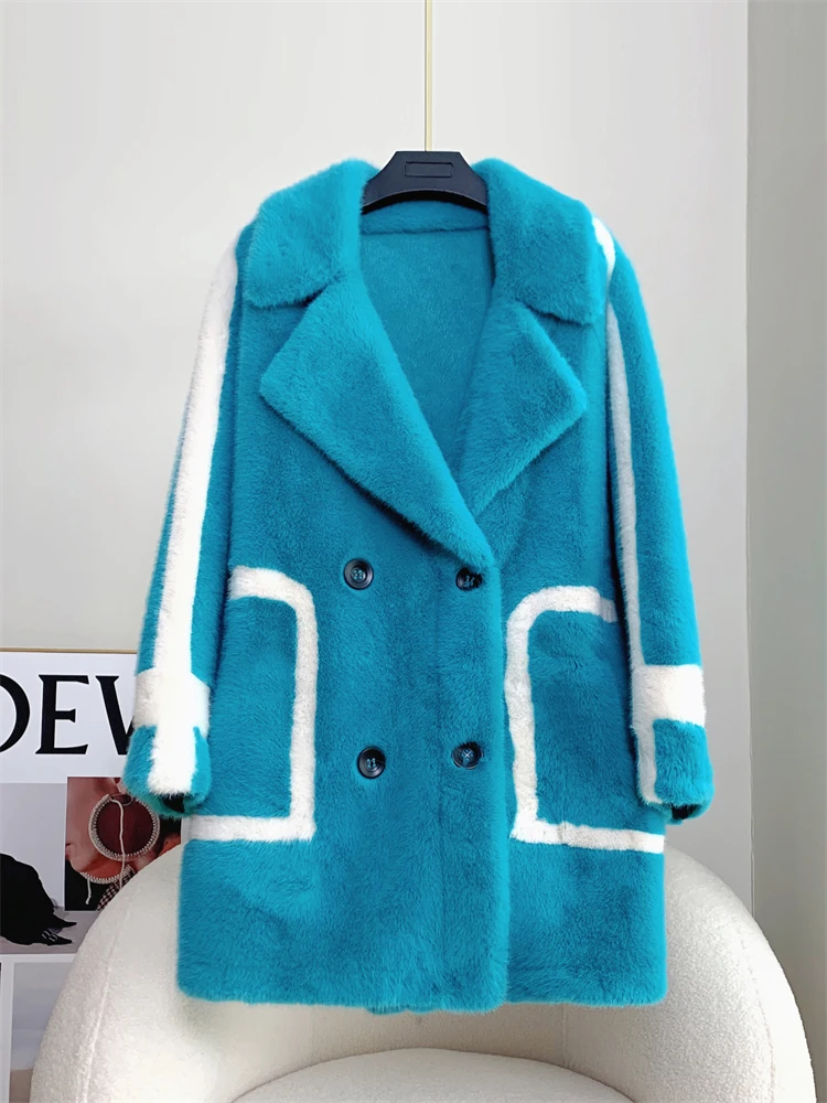 New Block Color Warm Mink Fur Mid-length Coat Women Fashion Loose Lapel Double Breasted Soft Fur Coats Thick Fit Autumn Winter
New Block Color Warm Mink Fur Mid-length Coat Women Fashion Loose Lapel Double Breasted Soft Fur Coats Thick Fit Autumn Winter