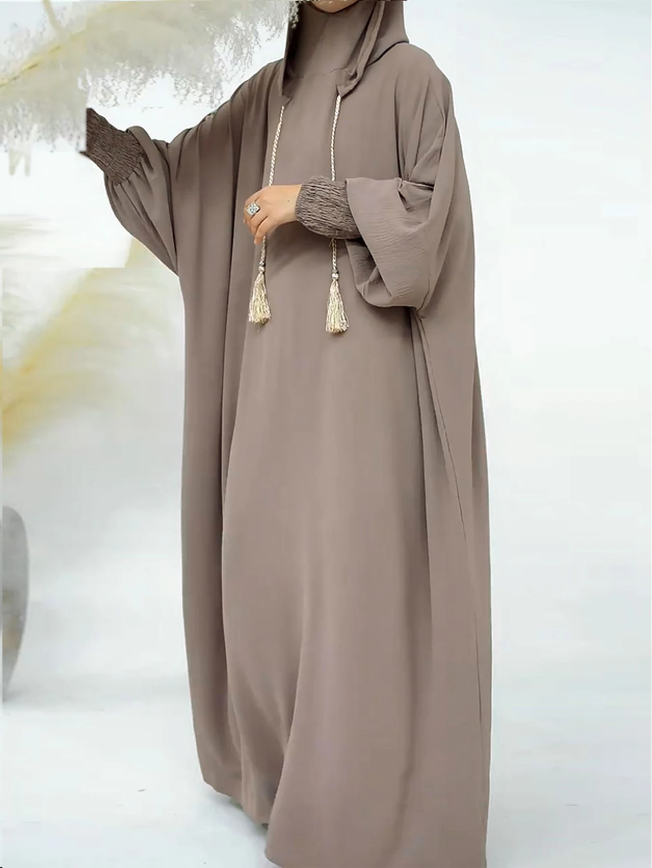 2025 Women Abaya Caftan Muslim Ramadan Prayer Clothing With Hooded Solid Casual Batwing Sleeve Arab Robe Eid Islamic Long Dress 30 Sb2f376ce756c4a9081692af8ca78b32fn