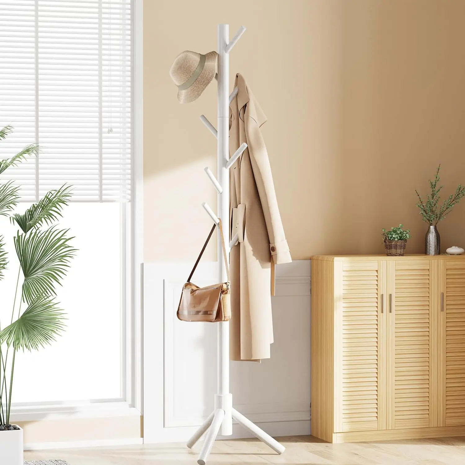 Sturdy Wooden Coat Stand, 3 Adjustable Sizes Coat Tree with 8 Hooks, Coat Stands for Hallway Entryway, Hat Stand for Clothes
Sturdy Wooden Coat Stand, 3 Adjustable Sizes Coat Tree with 8 Hooks, Coat Stands for Hallway Entryway, Hat Stand for Clothes
