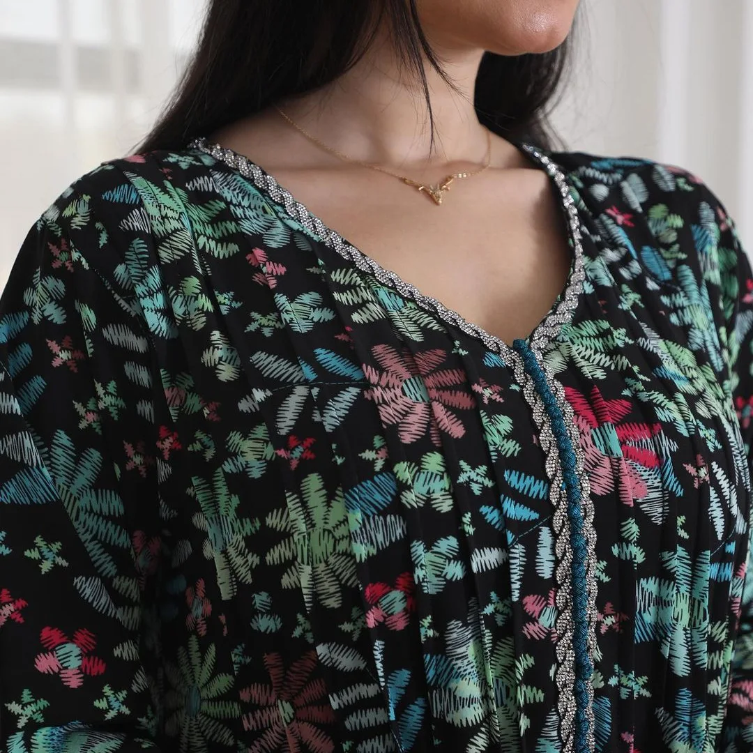 فستان عباية إسلامية للنساء ، مطبوع بالورود ، الماس ، الجلابية ، فساتين حفلات المغرب ، قفطان إسلام فيستدوس ، رداء عربي طويل ، دبي فستان عباية إسلامية للنساء ، مطبوع بالورود ، الماس ، الجلابية ، فساتين حفلات المغرب ، قفطان إسلام فيستدوس ، رداء عربي طويل ، دبي