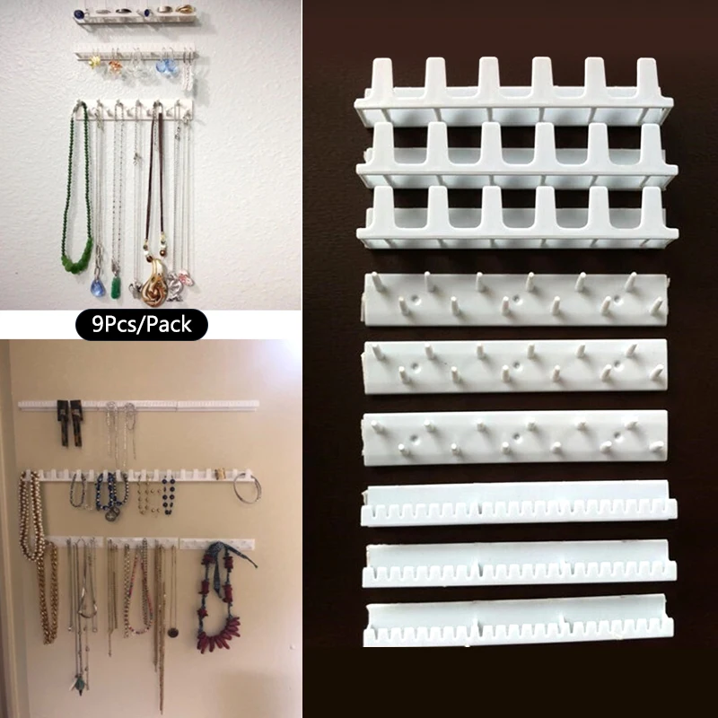 

9Pcs Sticky Hooks Wall Hanger Storage Jewelry Display Rack Jewelry Hooks Sundry Hooks Storage Organizer Earring Necklace Hanger