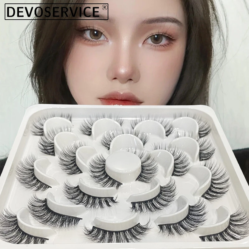 

DEVOSERVICE Makeup 10 pairs Lashes 3D Thick Natural Curl Mink Eyelash Faux Cils Reusable False Eyelashes Maquiagem Wholesale