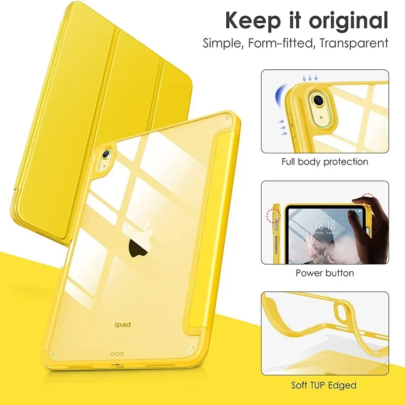 For iPad 10th Generation 2022 Case with Pencil Holder Hybrid Slim Tri-fold Stand Protective Cover with Clear Back for iPad 10
For iPad 10th Generation 2022 Case with Pencil Holder Hybrid Slim Tri-fold Stand Protective Cover with Clear Back for iPad 10