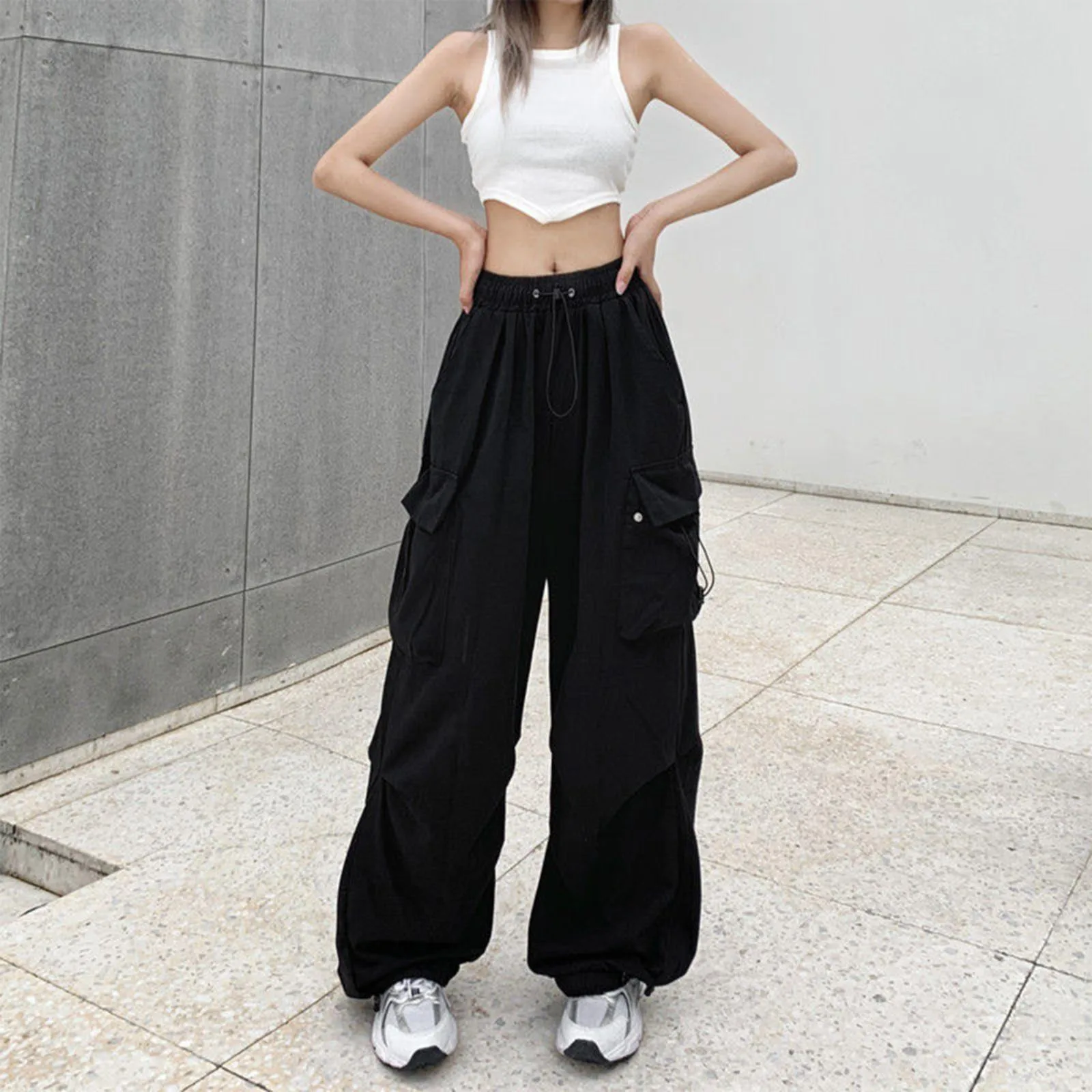 Harajuku Parachute Pants Y2K Streetwear Wide Leg Baggy Cargo Trousers Women Hippie Korean Edgy Style Jogging Sweatpants
Harajuku Parachute Pants Y2K Streetwear Wide Leg Baggy Cargo Trousers Women Hippie Korean Edgy Style Jogging Sweatpants