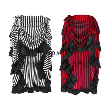 Saia de Armação Crinolina Lolita: Um Toque de Magia e Elegância 10 Steampunk Women Stripes Pirate Skirts Burlesque Performance Cancan Grils Cosplay Hippie Dancing Dress Halloween Circus Costume