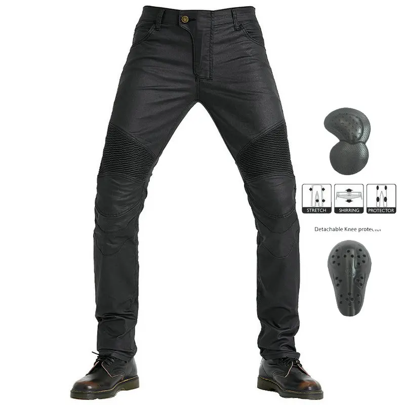 

Motorcycle Coated Upgraded Waterproof Riding Jeans Locomotive Knight Casual Protective Trousers Motocross Race Drop-proof Pants