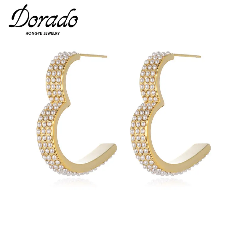 

Dorado Korean New Design Not Close Heart Imitation Pearl Drop Earrings For Women Party Simple Brincos Jewelry Bijoux Anniversary
