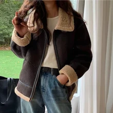 Retro Pu Biker Jacket Loose Thick Turn-Down Collar Lambswool Women's Outerwear Warm Casual Women's Leather Jacket 2022 New
Retro Pu Biker Jacket Loose Thick Turn-Down Collar Lambswool Women's Outerwear Warm Casual Women's Leather Jacket 2022 New