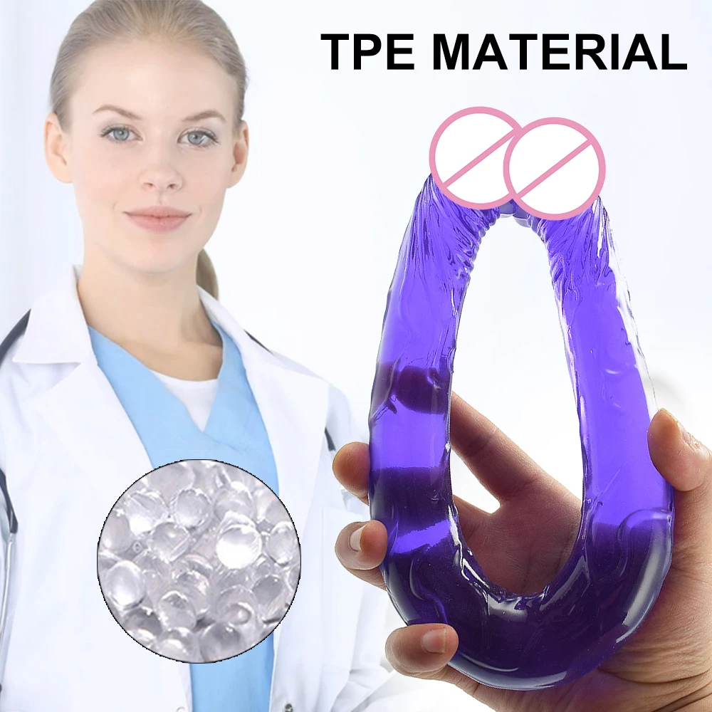 Double Dildo Flexible Soft Cock G-spot Toys Anal Plug Sex Toys for Women Gay Lesbian Vagina Double Ended Dong Artificial Penis Double Dildo Flexible Soft Cock G-spot Toys Anal Plug Sex Toys for Women Gay Lesbian Vagina Double Ended Dong Artificial Penis