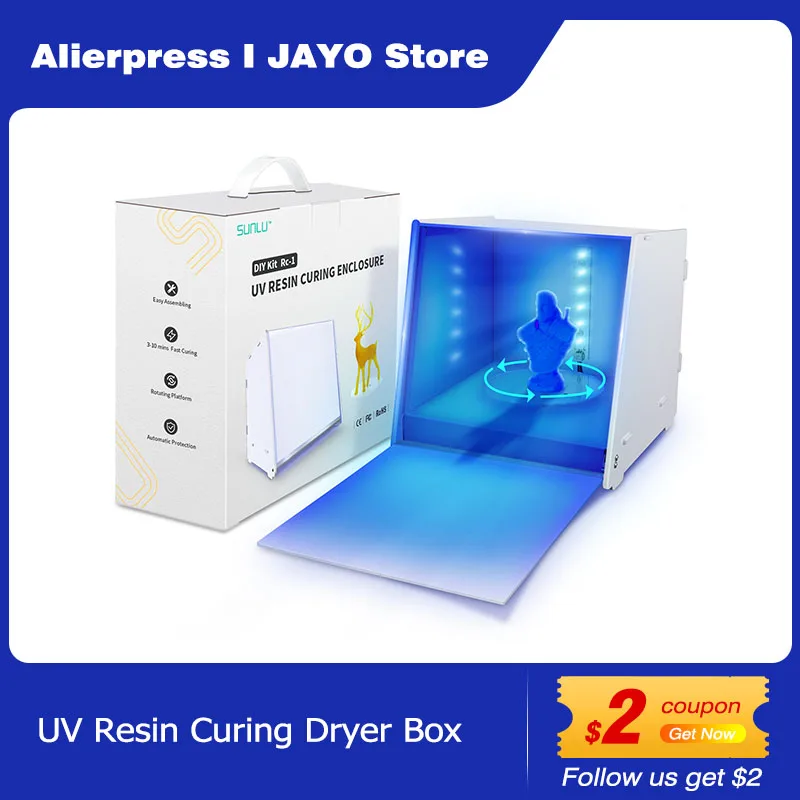 SUNLU UV Resin Curing Enclosure Versatile Compatibility SPLA/DLP/LCD Six 405nm UV LED Lights Drive The Tray to Rotate
SUNLU UV Resin Curing Enclosure Versatile Compatibility SPLA/DLP/LCD Six 405nm UV LED Lights Drive The Tray to Rotate