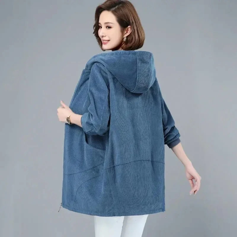 Spring Autumn 2023 New Thin Corduroy Coat 5XL Women's Medium long Hooded Jacket Loose Casual Female Zipper Windbreaker Overcoat
Spring Autumn 2023 New Thin Corduroy Coat 5XL Women's Medium long Hooded Jacket Loose Casual Female Zipper Windbreaker Overcoat