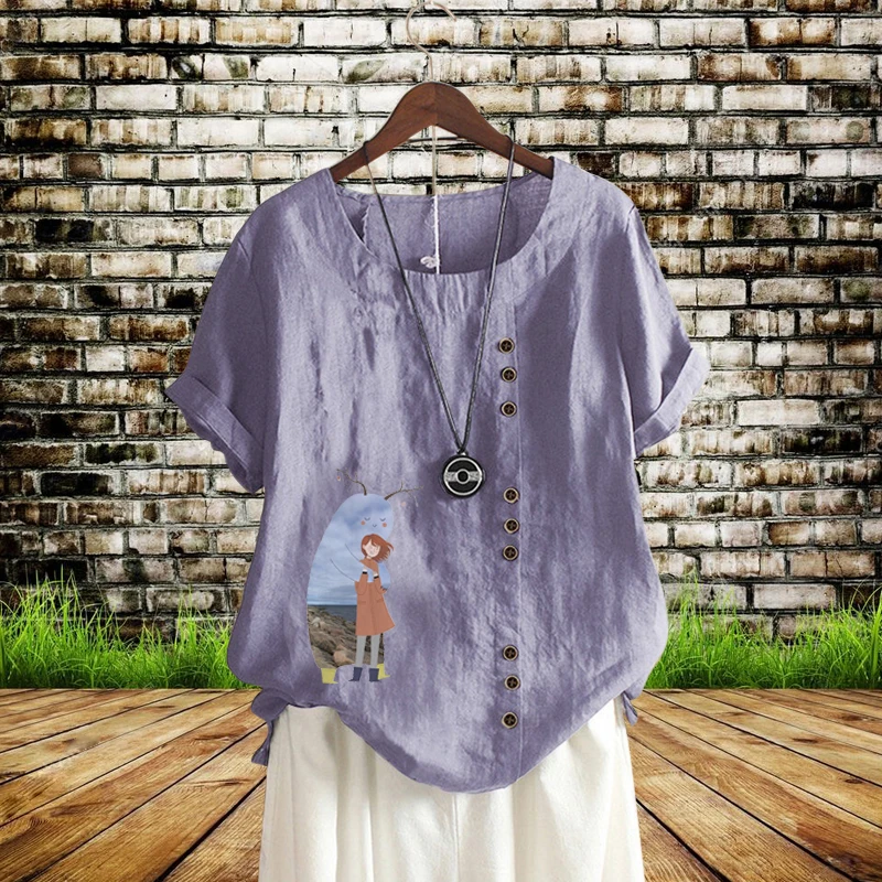 Summer O Neck Women's Plus Size Casual Style Cotton Linen Cute Animal Print Loose T Shirt Short Sleeve Shirt Top for Lady XS-5XL
Summer O Neck Women's Plus Size Casual Style Cotton Linen Cute Animal Print Loose T Shirt Short Sleeve Shirt Top for Lady XS-5XL
