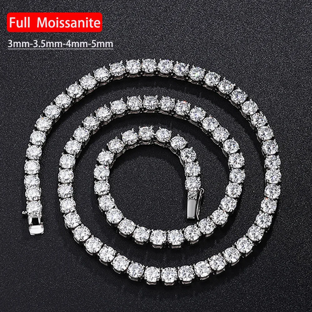 Serenity Day D Color 3mm 4mm 5mm Moissanite Tennis Necklace S925 Silver Plate 18K White Gold Neck Chain Fine Jewelry Wholesale
Serenity Day D Color 3mm 4mm 5mm Moissanite Tennis Necklace S925 Silver Plate 18K White Gold Neck Chain Fine Jewelry Wholesale