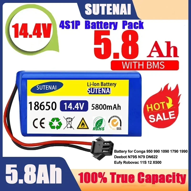 14.4V 6.8Ah Li-ion battery for Cecotec Conga Excellence 950 990 1090 Ecovacs Deebot DN621 601/605 Eufy RoboVac 35C Panda i7 V710
14.4V 6.8Ah Li-ion battery for Cecotec Conga Excellence 950 990 1090 Ecovacs Deebot DN621 601/605 Eufy RoboVac 35C Panda i7 V710