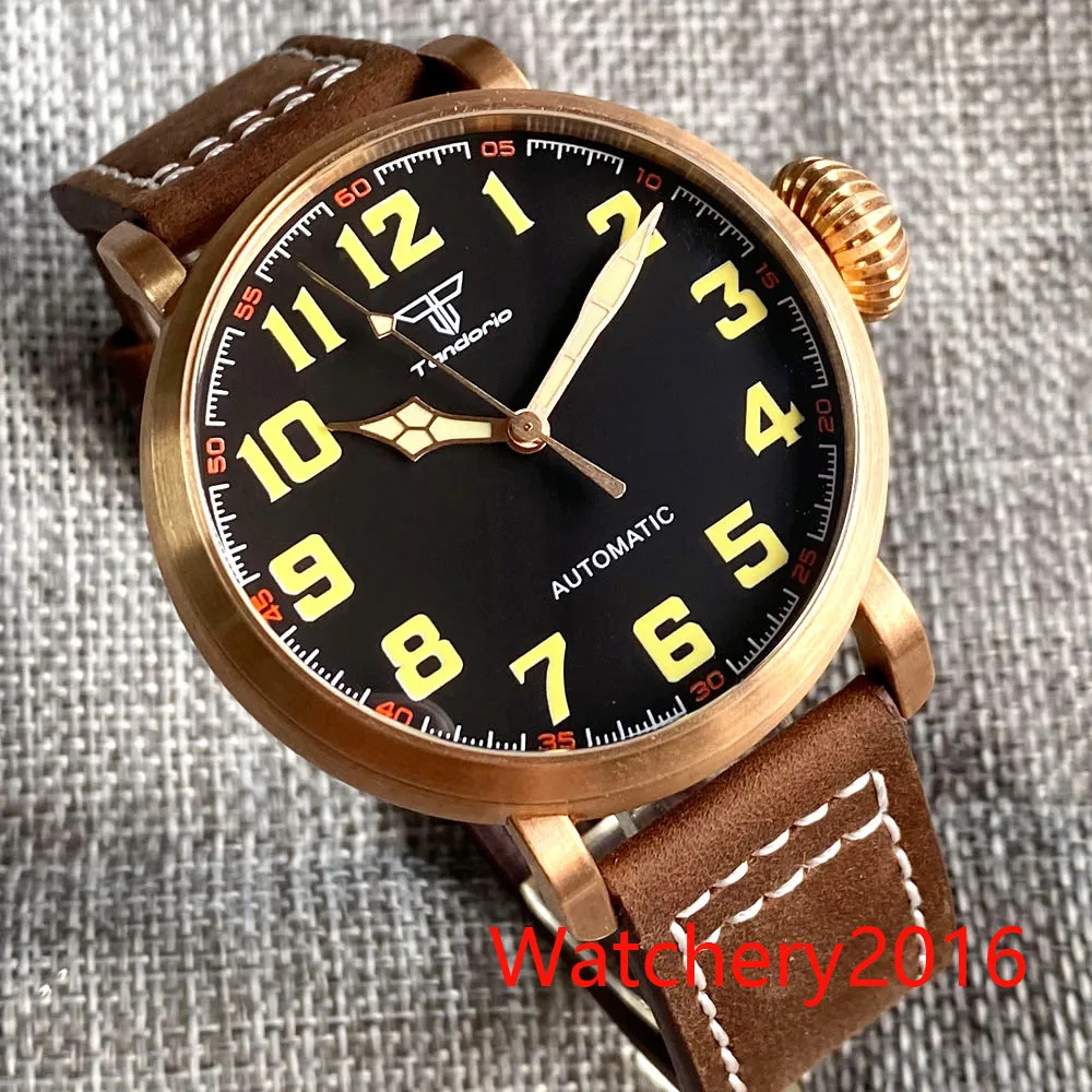 Tandorio 46.5mm Big CUSN8 NH35A PT5000 Automatic Watch For Men Green luminous Hands Sapphire Glass 200m Waterproof Leather Strap
Tandorio 46.5mm Big CUSN8 NH35A PT5000 Automatic Watch For Men Green luminous Hands Sapphire Glass 200m Waterproof Leather Strap
