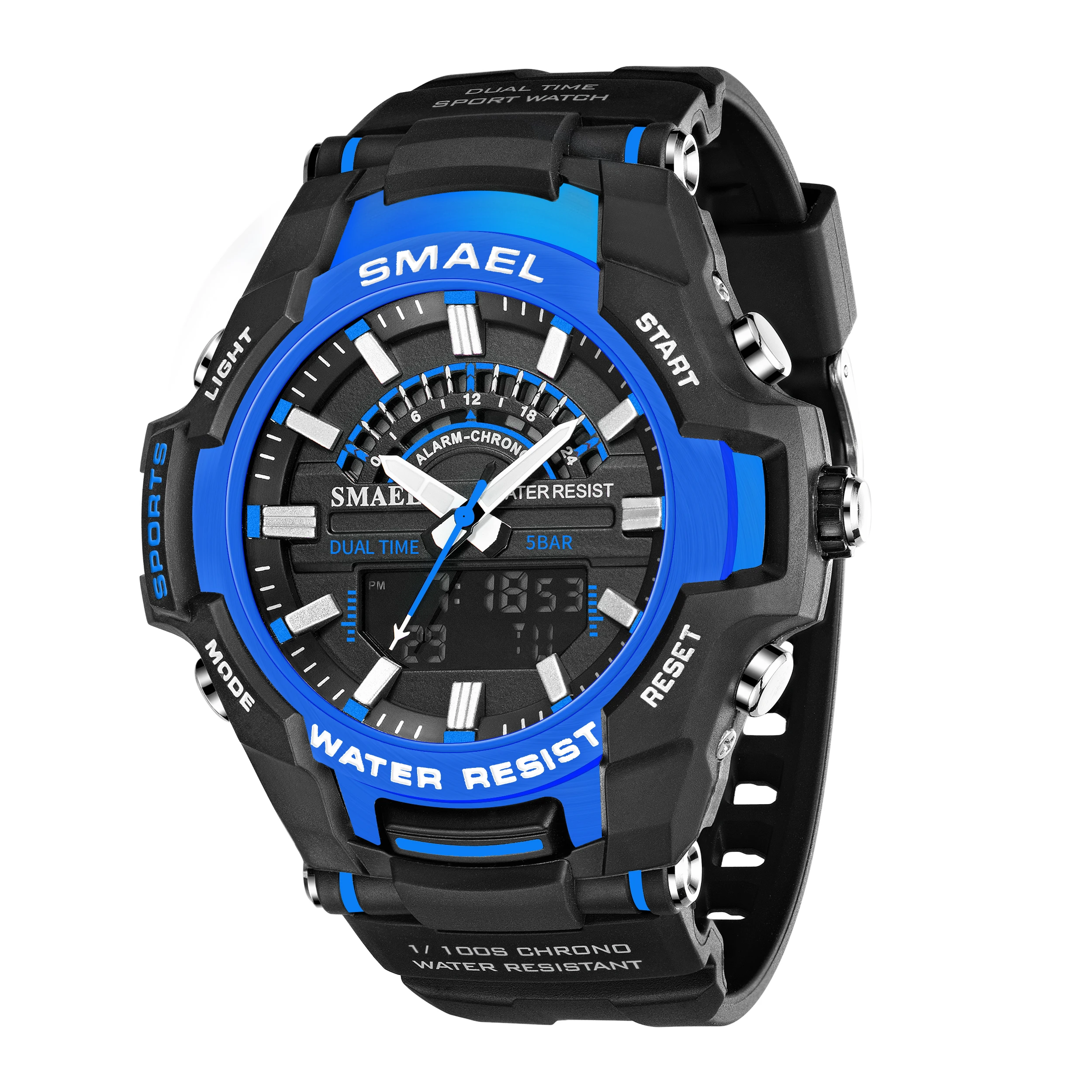 

Fashion Smael Top Brand Quartz 50m Waterproof Analog Led Digital Dual Movement 8028 Relogio Masculino Men Sport Military Watches