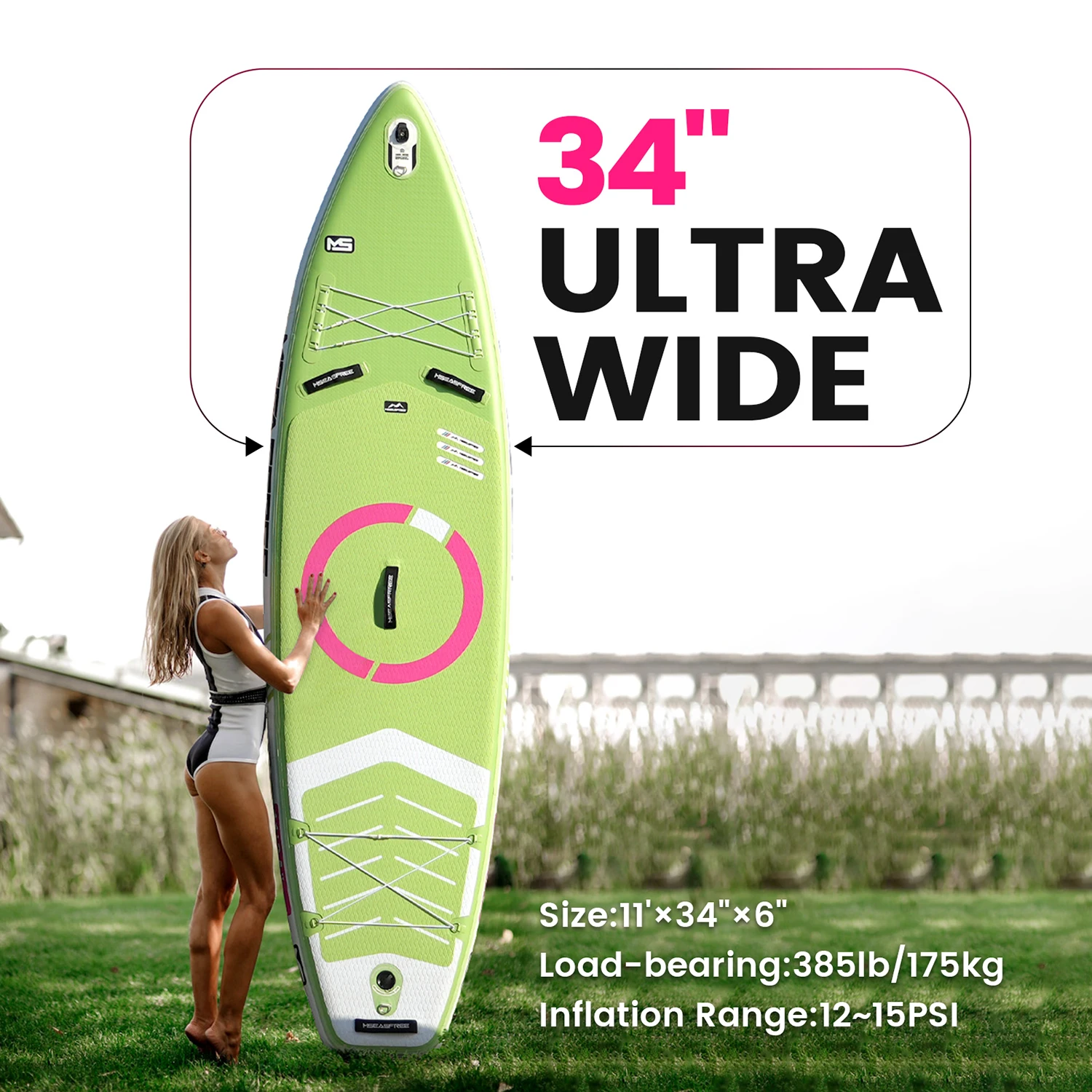 

Inflatable Stand Up Paddle Board 11'x34"x6" With Premium SUP Accessories & Backpack Non-Slip Deck for Youth & Adult