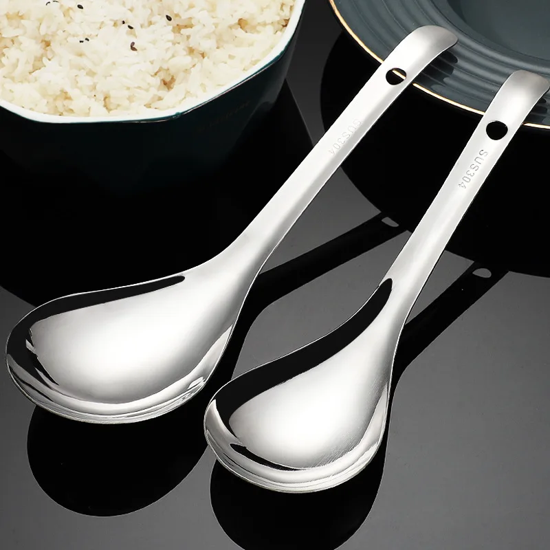 

304 Stainless Steel Soup Spoon Large Capacity Hot Pot Ramen Tablespoons Kitchen Porridge Rice Ladle Tableware Cooking Utensils