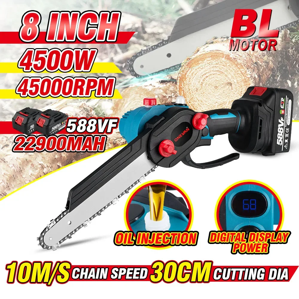 8Inch Brushless Electric Saw 4500W Cordless Mini Portable Chainsaw Battery With Digital Display For Makita 18V Battery
8Inch Brushless Electric Saw 4500W Cordless Mini Portable Chainsaw Battery With Digital Display For Makita 18V Battery