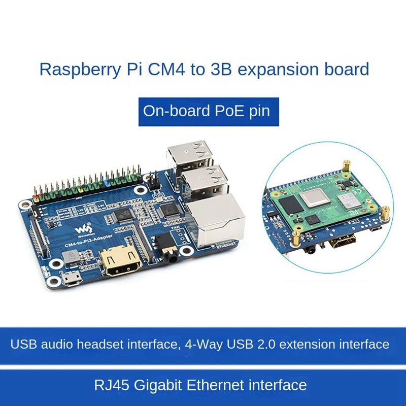 Плата расширения Waveshare CM4-3B для детской/B + материнской платы поддерживает доступ к серии CM4 Lite/EMMC
Плата расширения Waveshare CM4-3B для детской/B + материнской платы поддерживает доступ к серии CM4 Lite/EMMC