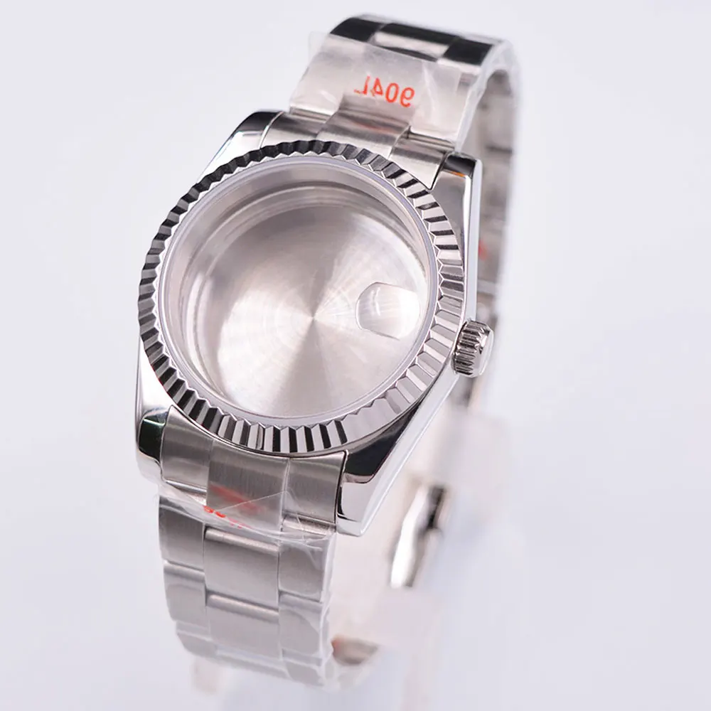 

36mm/39mm Watch Case Fit NH35 NH36 PT5000 ETA2824 2836 DG2813 3804 Miyota 8205 8215 821A movement steel bracelet sapphire glass