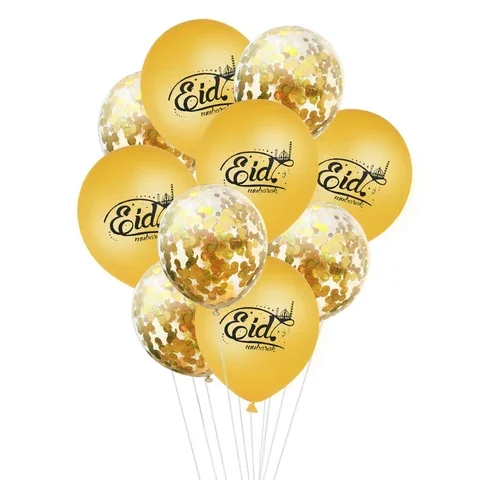 

EID MUBARAK Helium Balloons Set Gold Silver Confetti Ballon For Muslim EID Air Ball Ramadan Festival Party Decoration Supplies