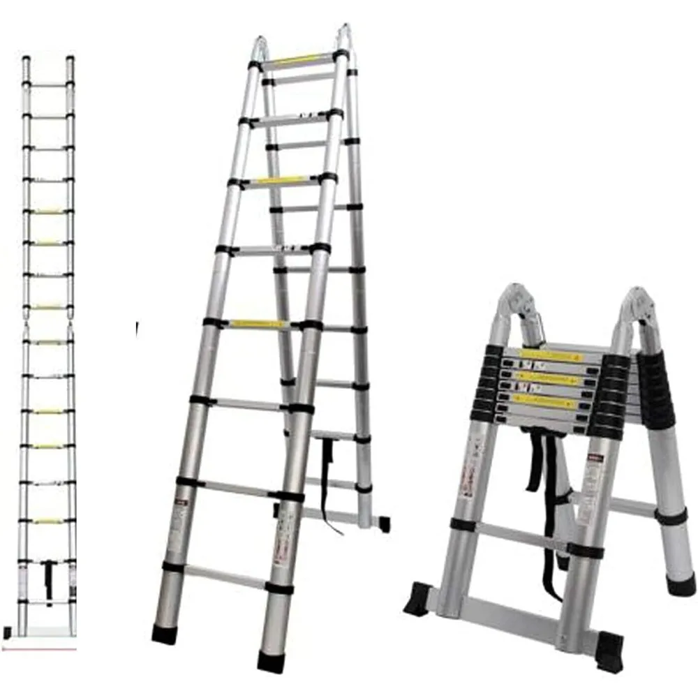 Telescopic Ladder, 16.5FT/5M(2.5M+2.5M) Telescoping Extension Portable Multi-Purpose Folding A-Frame, Telescopic Ladder 
Telescopic Ladder, 16.5FT/5M(2.5M+2.5M) Telescoping Extension Portable Multi-Purpose Folding A-Frame, Telescopic Ladder