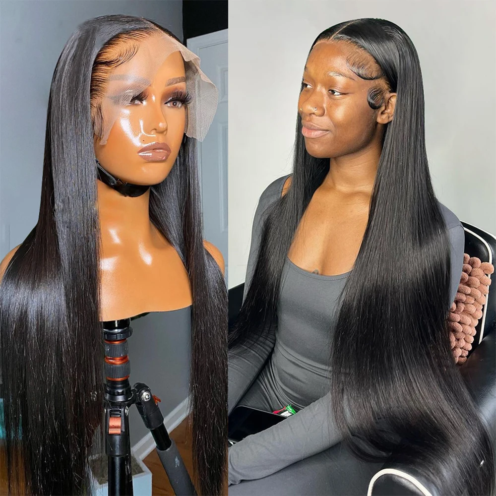 

Cheap Bone Straight Human Hair Lace Front Wigs For Black Women Glueless Raw Indian Remy Virgin Hair Lace Frontal Closure Wig