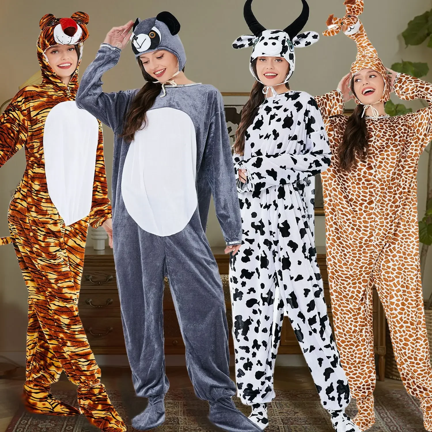 Halloween adult animal cosplay cos, giraffe, tiger, cow, bear, doll, stage costume
Halloween adult animal cosplay cos, giraffe, tiger, cow, bear, doll, stage costume