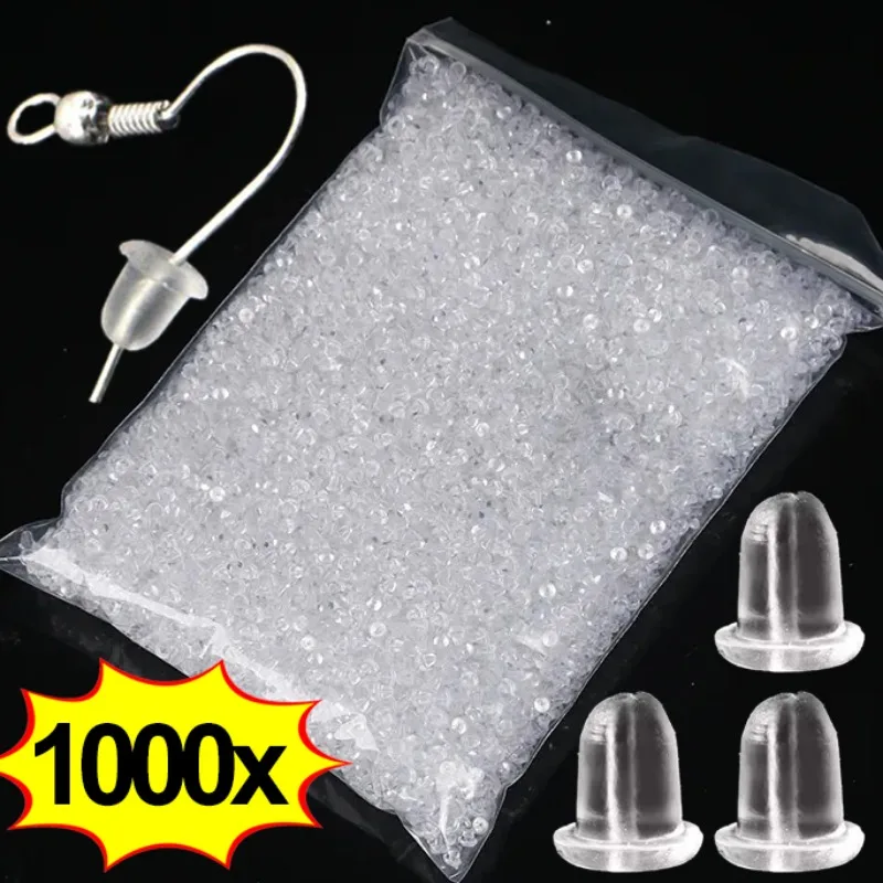 

1000pcs Rubber Earring Back Stoppers Soft Transparent Silicone Ear Plugs DIY Stud Earring Stopper Findings Jewelry Accessories