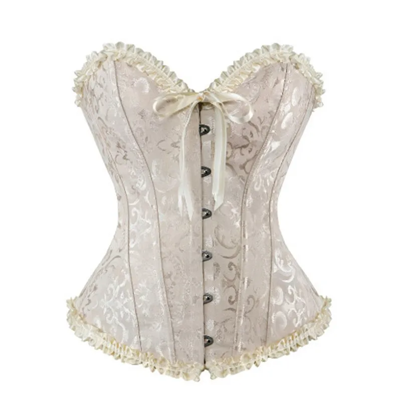 

Sexy Women Lace Bustier Top Boned Overbust Corset Waist Trainer Brocade Floral Corsets Female Slimming Clothing Plus Size