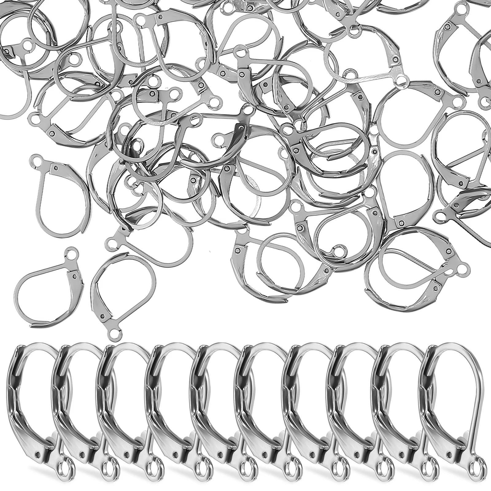 

Earring Hooks Hoop Finding French Leverback Hook Ear Lever Wire Making Dangle Earwire Findings Backs Round Craft Posts Silver